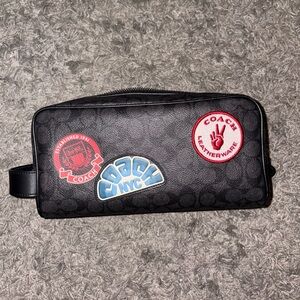 Coach Large Toiletry Kit with Patches – Charcoal Multi